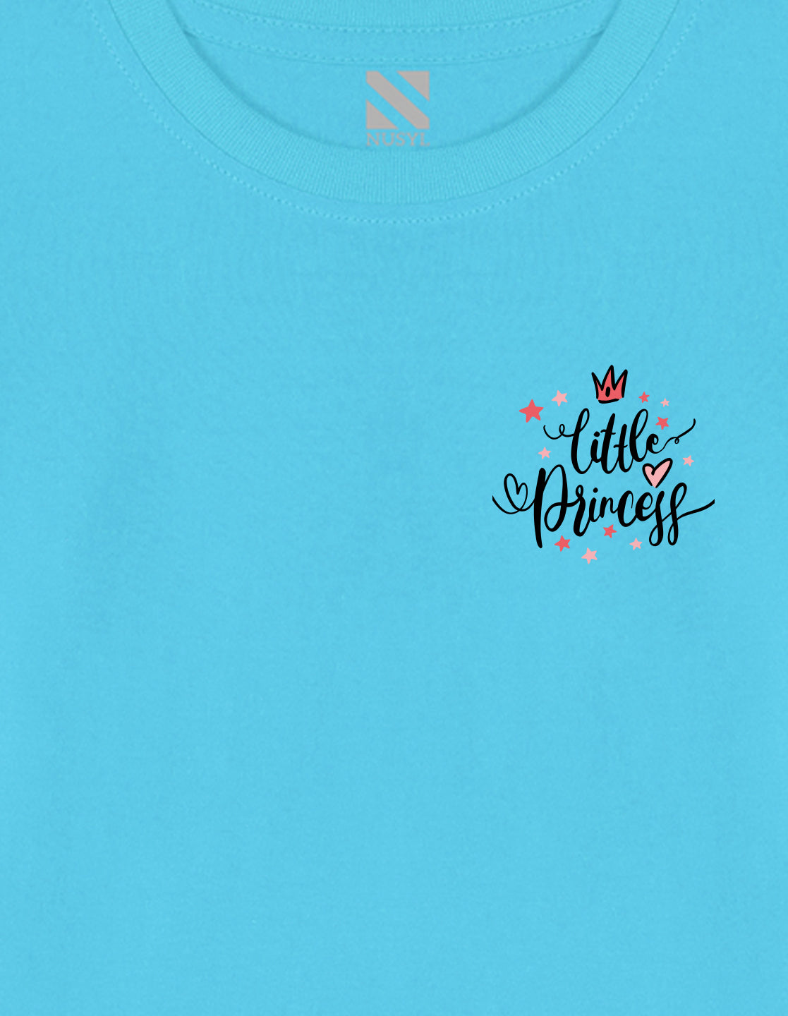 NUSYL Cotton blend full sleeves Little princess text Printed Tee-Sky Blue