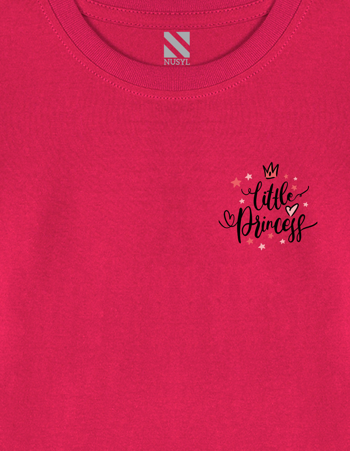 NUSYL Cotton blend full sleeves Little princess text Printed Tee-Hot Pink