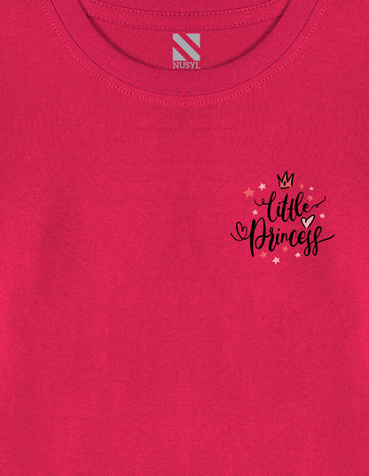 NUSYL Cotton blend full sleeves Little princess text Printed Tee-Hot Pink