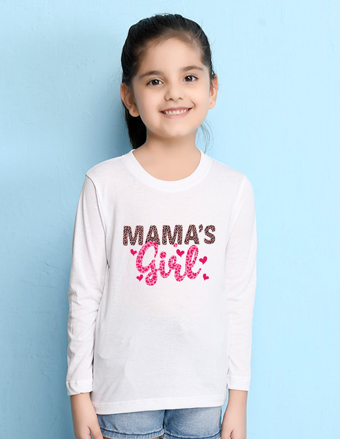 NUSYL Cotton blend full sleeves Mama's Girl text Printed Tee-White