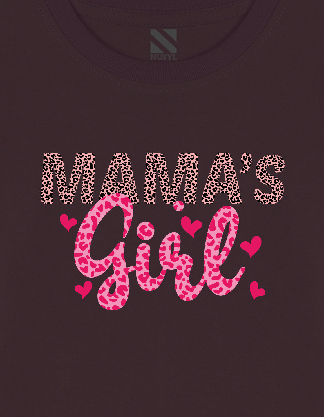 NUSYL Cotton blend full sleeves Mama's Girl text Printed Tee-Brown