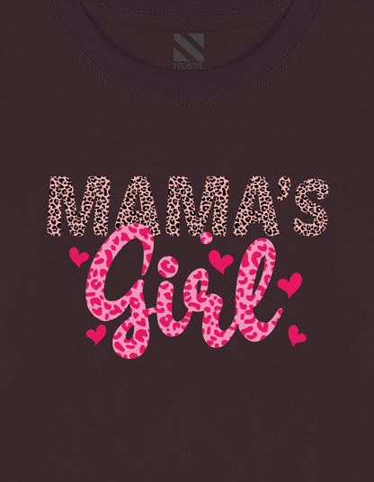 NUSYL Cotton blend full sleeves Mama's Girl text Printed Tee-Brown