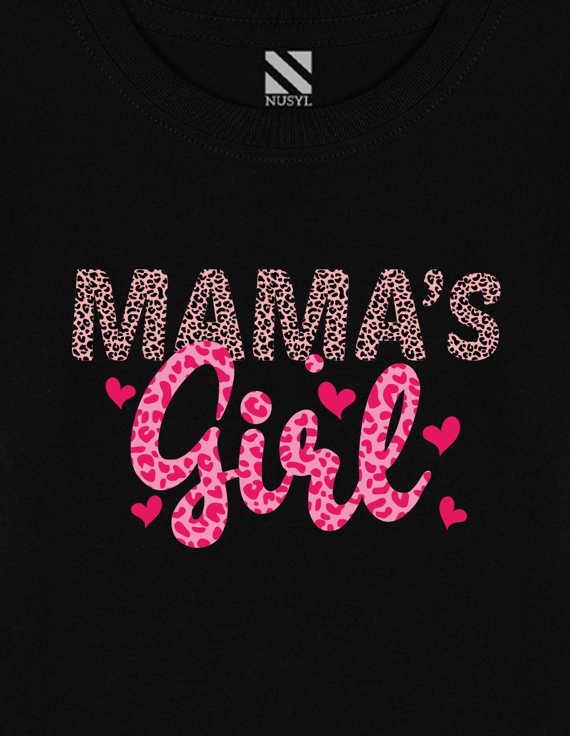 NUSYL Cotton blend full sleeves Mama's Girl text Printed Tee-Black