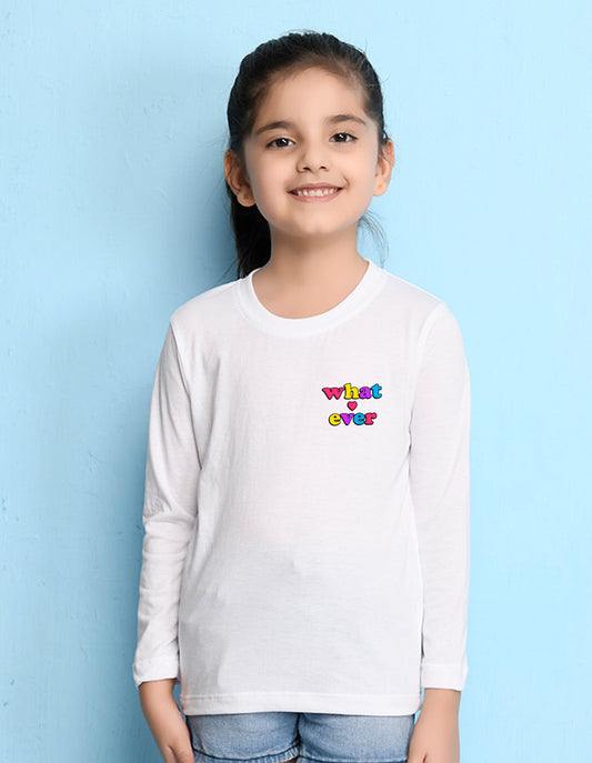 NUSYL Cotton blend full sleeves Whatever text Printed Tee-White