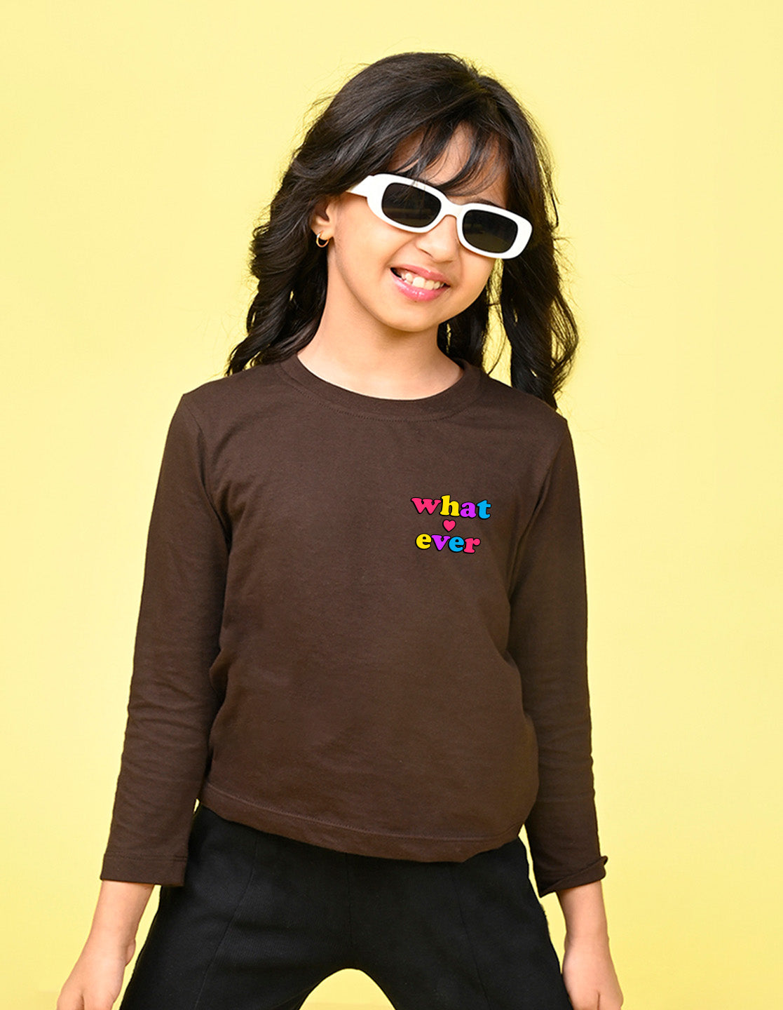 NUSYL Cotton blend full sleeves Whatever text Printed Tee-Brown