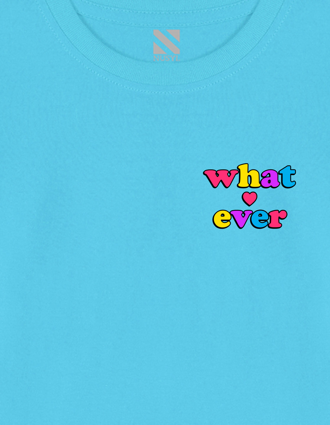 NUSYL Cotton blend full sleeves Whatever text Printed Tee-Sky Blue