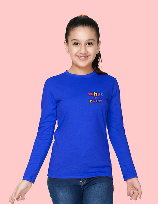 NUSYL Cotton blend full sleeves Whatever text Printed Tee-Royal Blue