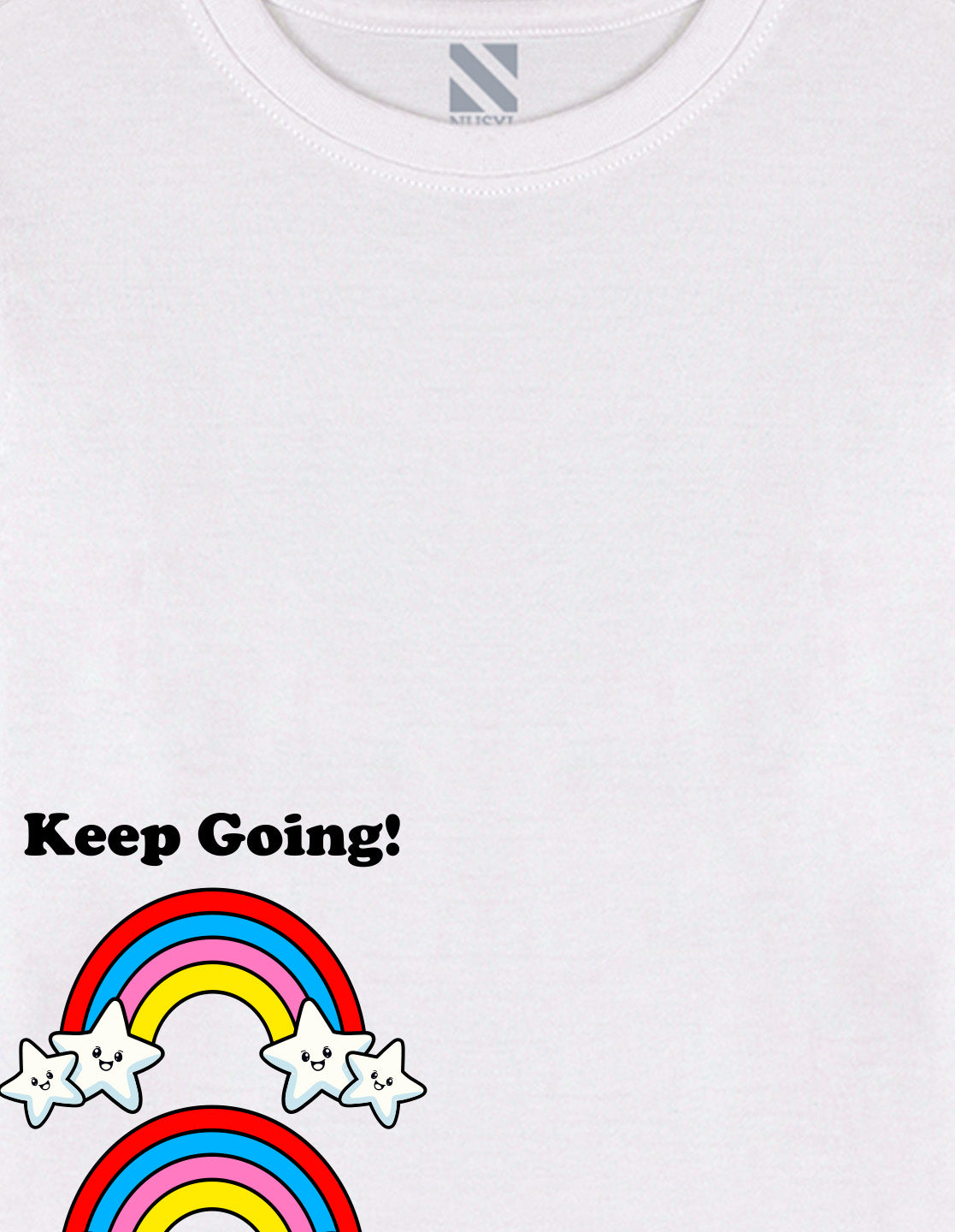 NUSYL Cotton blend full sleeves Rainbow and keep going text Printed Tee-White
