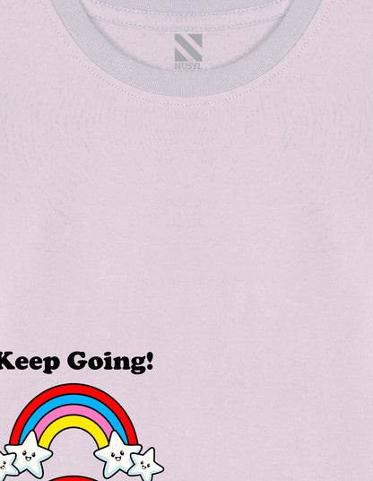 NUSYL Cotton blend full sleeves Rainbow and keep going text Printed Tee-Lilac