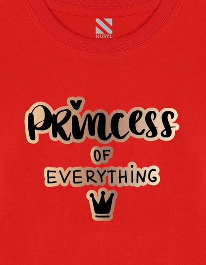 NUSYL Cotton blend full sleeves Princess of everything text Printed Tee-Red