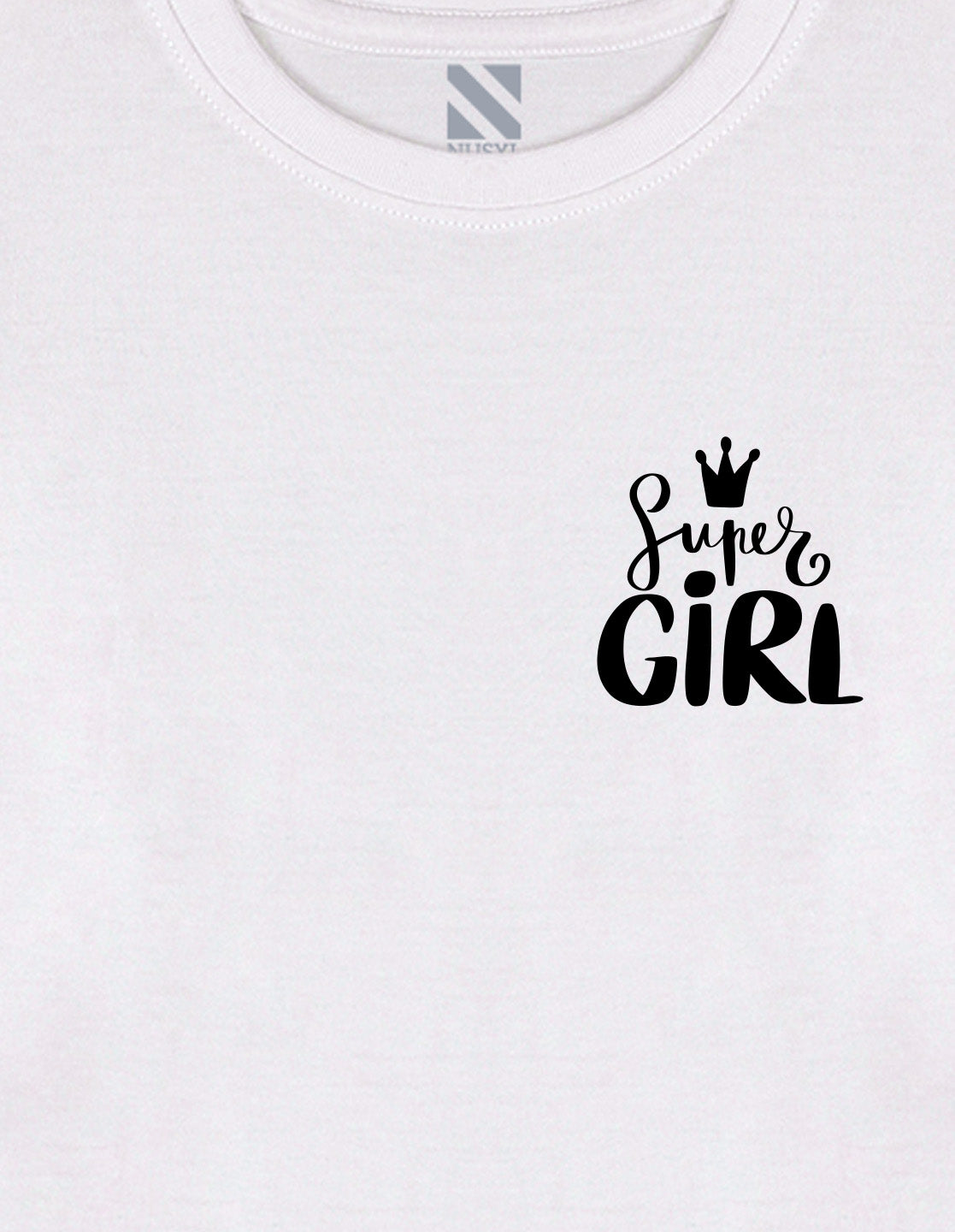 NUSYL Cotton blend full sleeves Super girl text Printed Tee-White