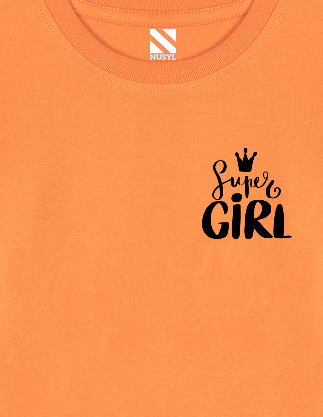NUSYL Cotton blend full sleeves Super girl text Printed Tee-Orange