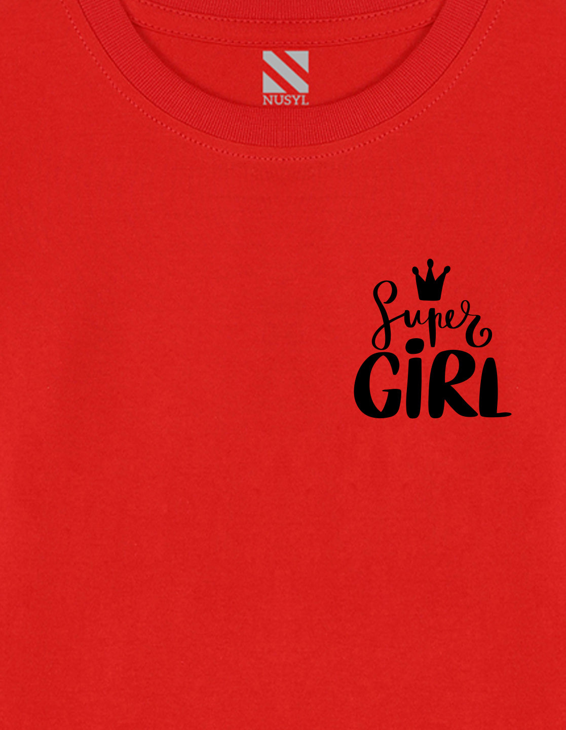 NUSYL Cotton blend full sleeves Super girl text Printed Tee-Red