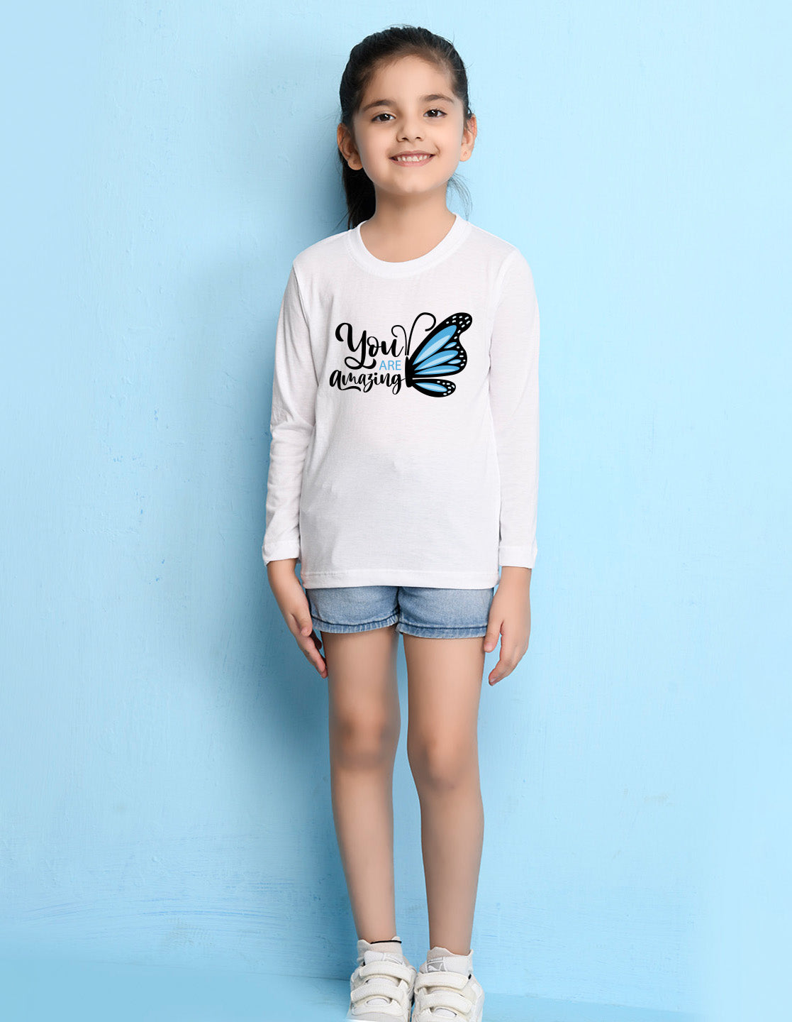 NUSYL Cotton blend full sleeves You are amazing text Printed Tee-White