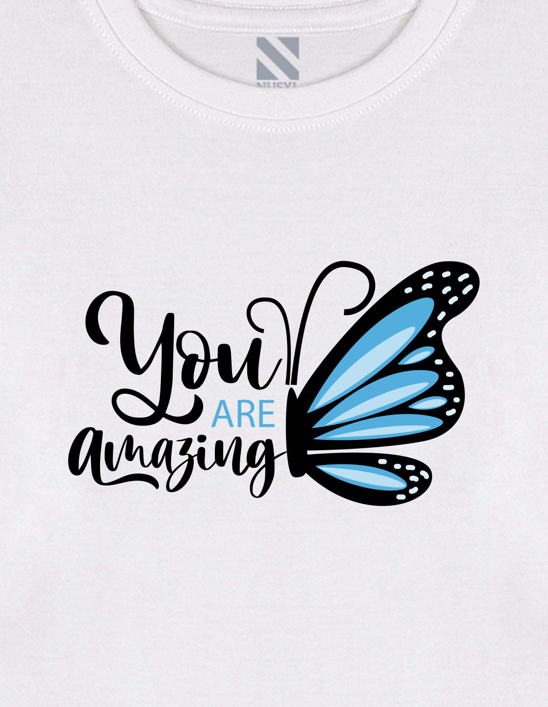 NUSYL Cotton blend full sleeves You are amazing text Printed Tee-White