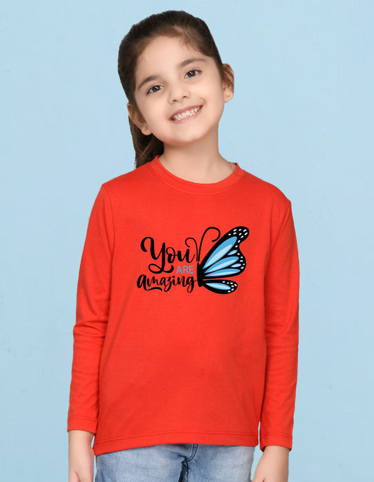 NUSYL Cotton blend full sleeves You are amazing text Printed Tee-Red
