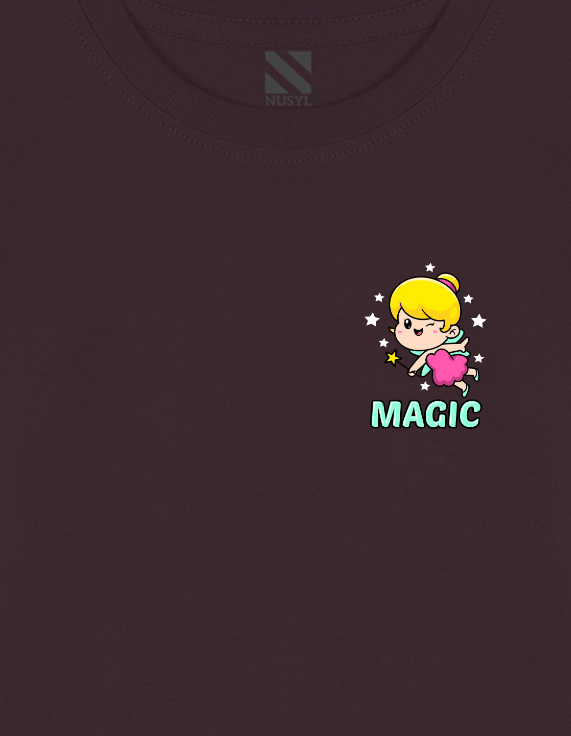 NUSYL Cotton blend full sleeves Magic text Printed Tee-Brown