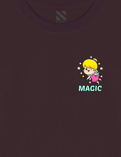 NUSYL Cotton blend full sleeves Magic text Printed Tee-Brown