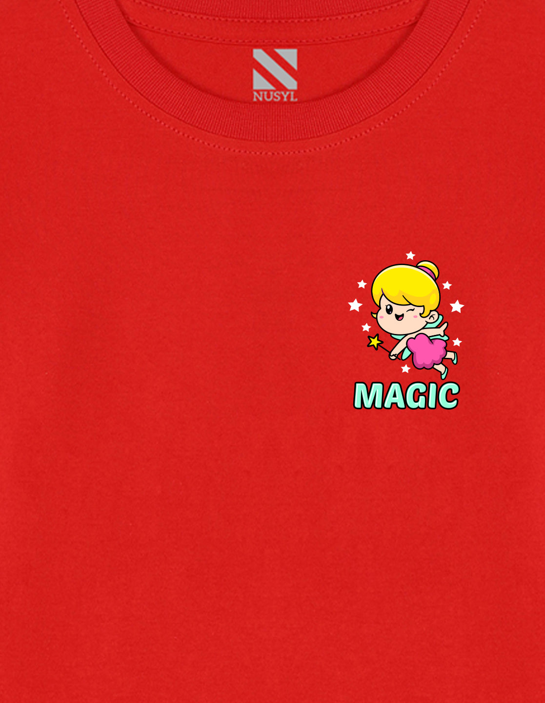 NUSYL Cotton blend full sleeves Magic text Printed Tee-Red