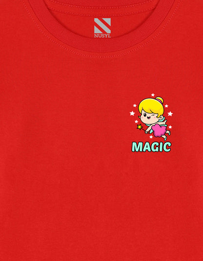 NUSYL Cotton blend full sleeves Magic text Printed Tee-Red