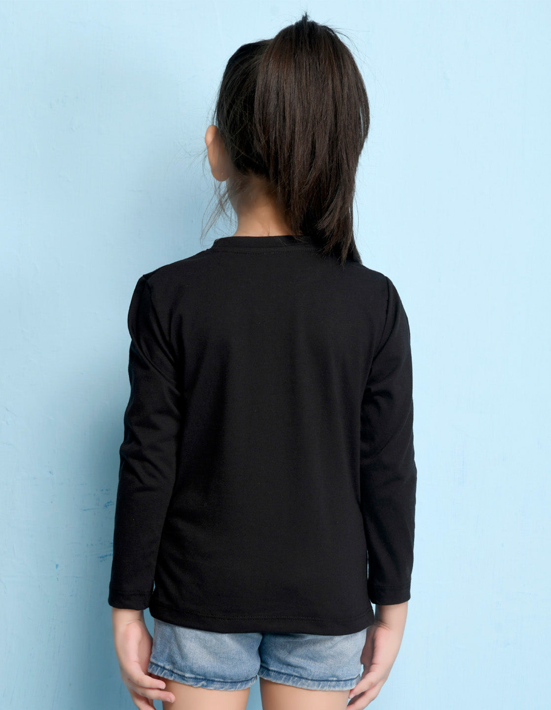 NUSYL Cotton blend full sleeves Born to shine text  Printed Tee-Black