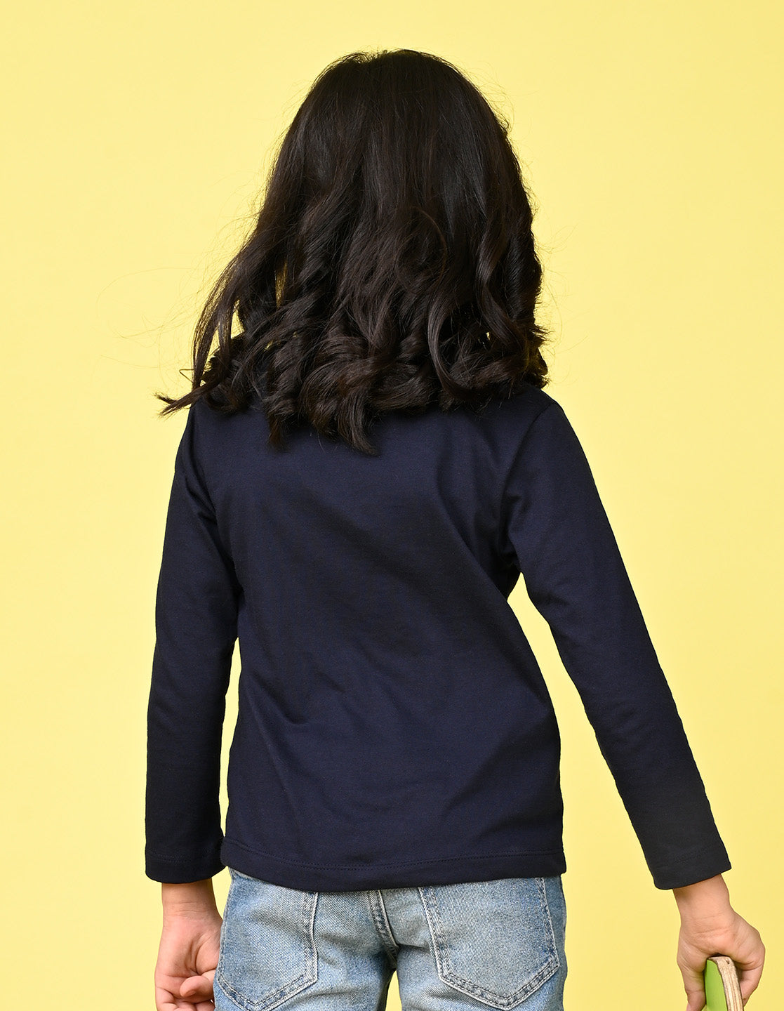 NUSYL Cotton blend full sleeves Born to shine text  Printed Tee-Navy Blue