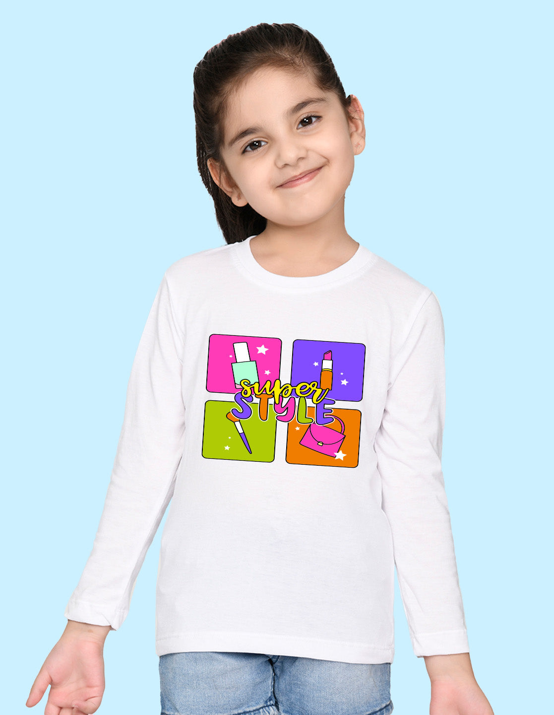 NUSYL Cotton blend full sleeves Super style text Printed Tee-White
