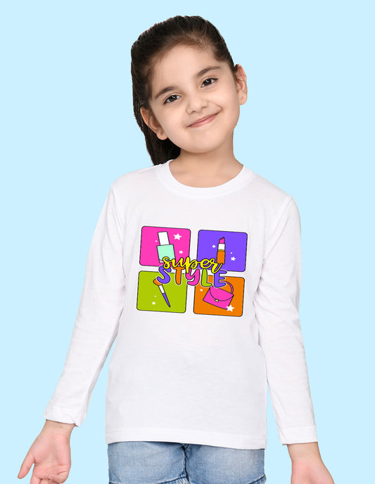 NUSYL Cotton blend full sleeves Super style text Printed Tee-White
