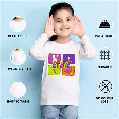 NUSYL Cotton blend full sleeves Super style text Printed Tee-White
