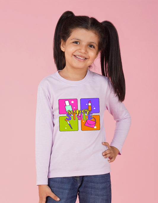 NUSYL Cotton blend full sleeves Super style text Printed Tee-Lilac