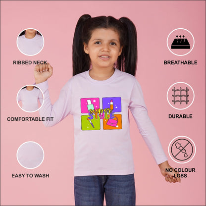 NUSYL Cotton blend full sleeves Super style text Printed Tee-Lilac