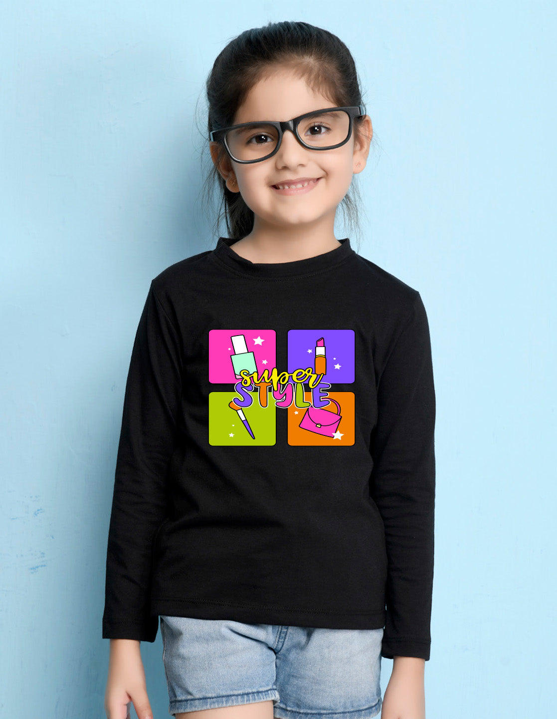 NUSYL Cotton blend full sleeves Super style text Printed Tee-Black