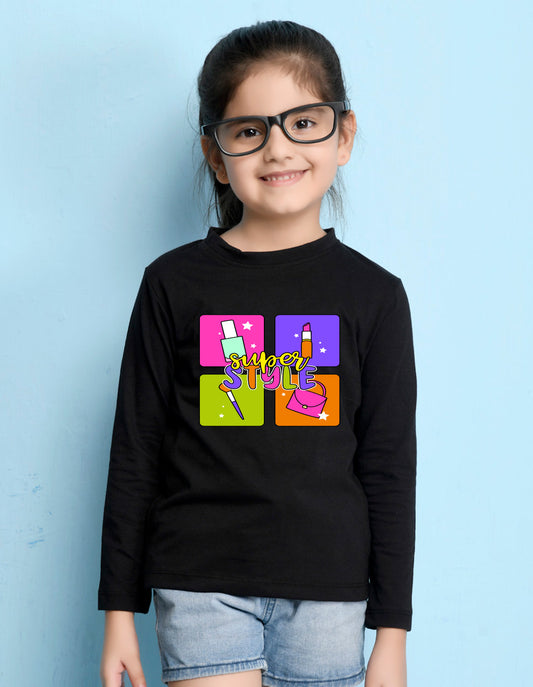 NUSYL Cotton blend full sleeves Super style text Printed Tee-Black
