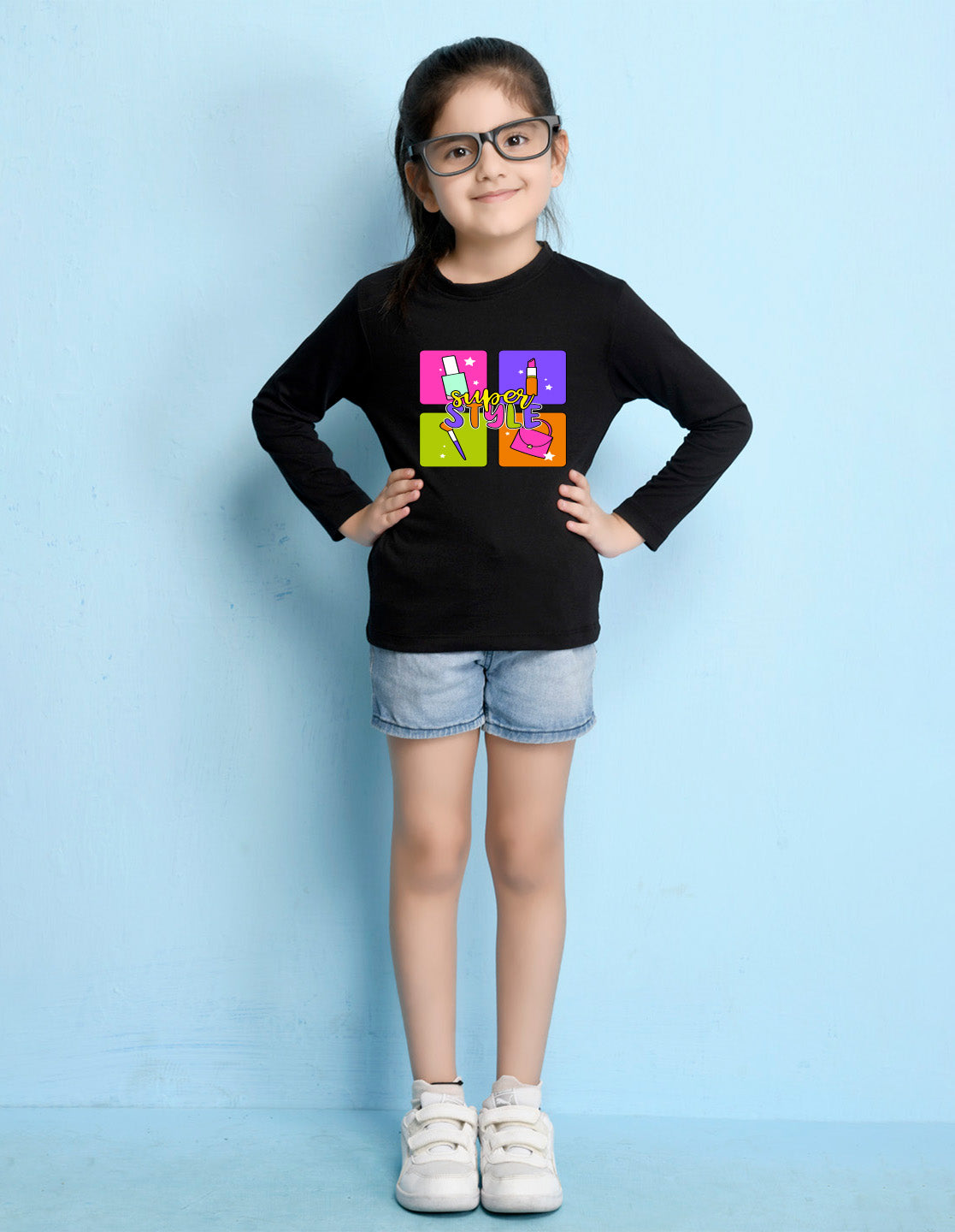NUSYL Cotton blend full sleeves Super style text Printed Tee-Black