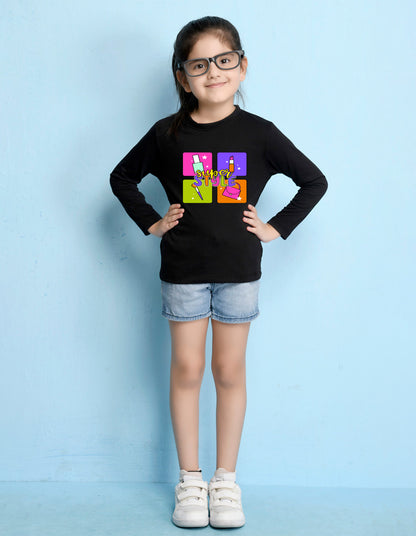 NUSYL Cotton blend full sleeves Super style text Printed Tee-Black