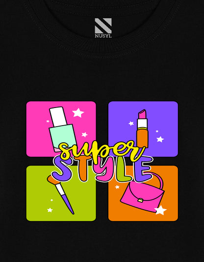 NUSYL Cotton blend full sleeves Super style text Printed Tee-Black