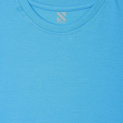 NUSYL Girls Half Sleeves Blue Lovely printed T-shirt