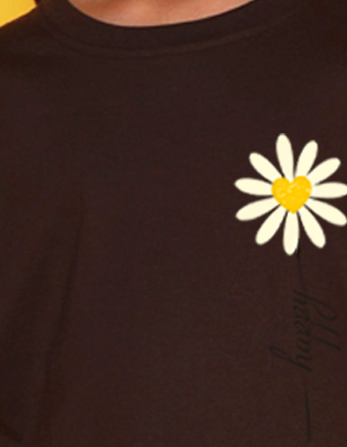 Nusyl Girls Brown Flowers Printed Half Sleeves T-Shirt