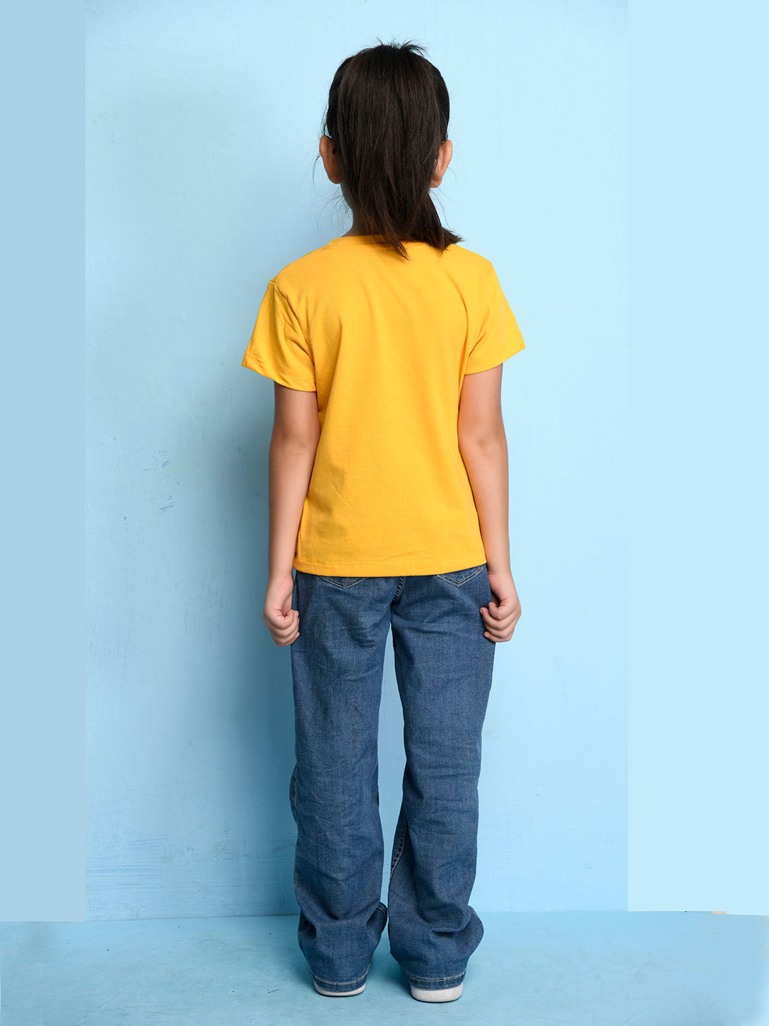 NUSYL Girls Half Sleeves Yellow Sun flower printed T-shirt