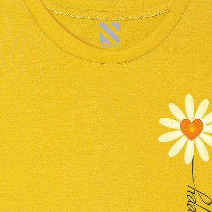 NUSYL Girls Half Sleeves Yellow Sun flower printed T-shirt