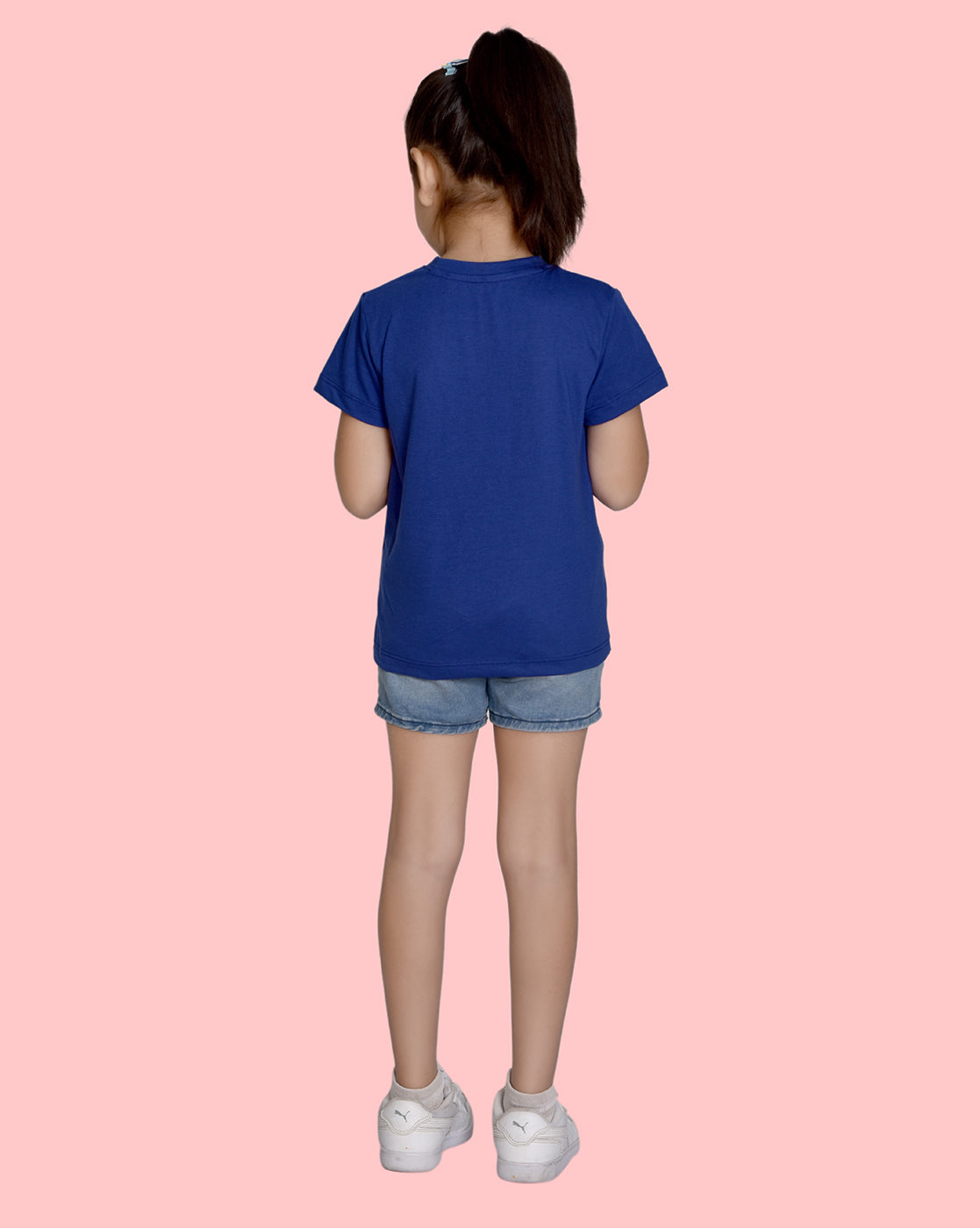 NUSYL Girls Half Sleeves Royal blue Sun flower printed T-shirt