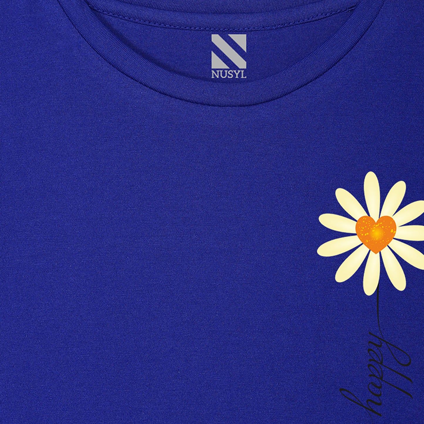 NUSYL Girls Half Sleeves Royal blue Sun flower printed T-shirt