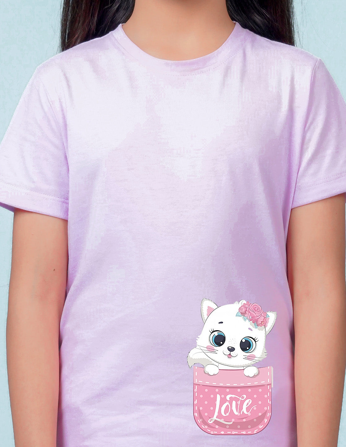 Nusyl Girls Lilac Colour Love Printed T-Shirt