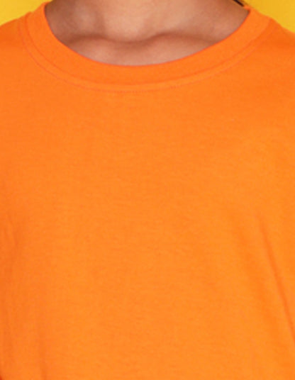 Nusyl Girls Orange Cat & Text Printed Half Sleeves T-Shirt