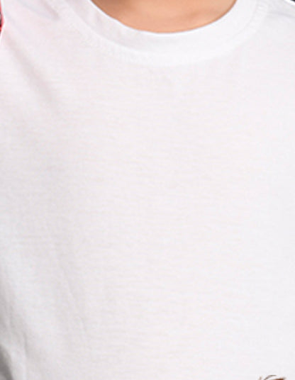 Nusyl Girls White Pretty Girl Printed Half Sleeves T-Shirt