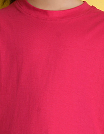 Nusyl Girls Hot Pink Pretty Girl Printed Half Sleeves T-Shirt