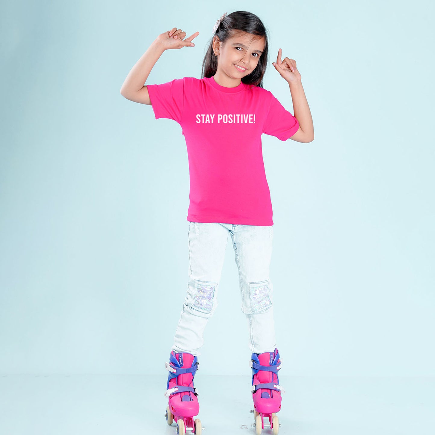 Nusyl Girls Hot Pink Printed Oversized T-shirt