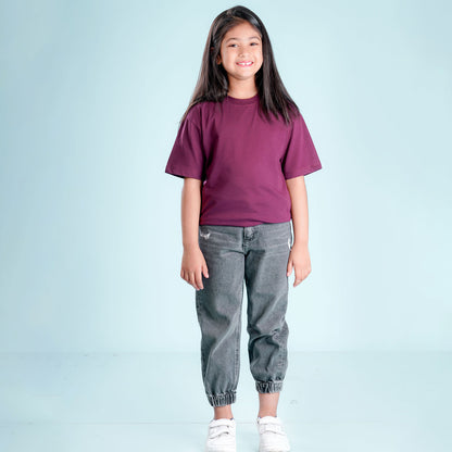 Nusyl Girls Wine Printed Oversized T-shirt