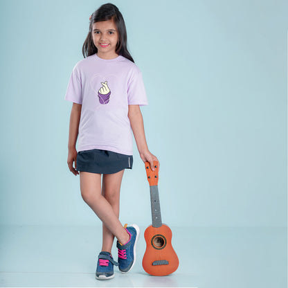 Nusyl Girls Lilac Printed Oversized T-shirt