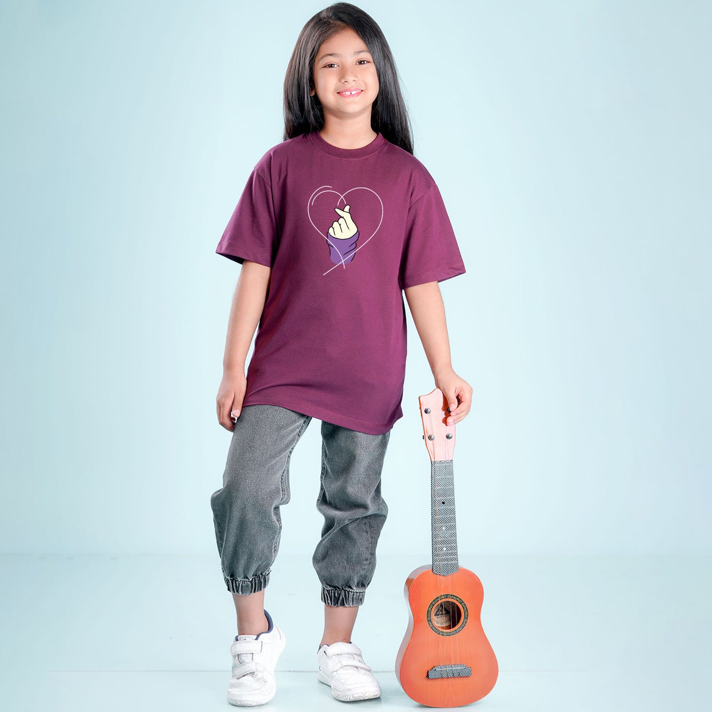 Nusyl Girls Wine Printed Oversized T-shirt